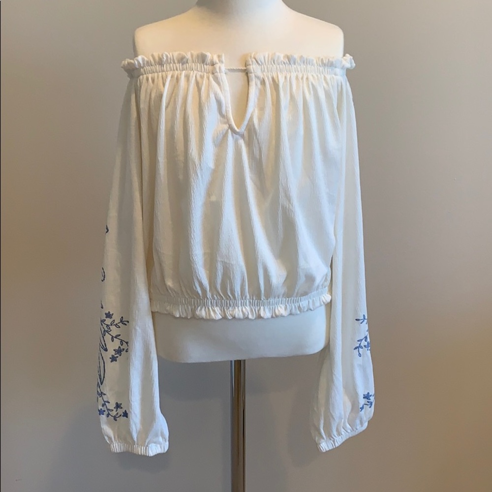 H&M off the shoulder long sleeve shirt.